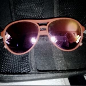 Lasiyanor Aviator Sunglasses Orange Frame Purple Mirrored Lens KA-119 C07 W/Case